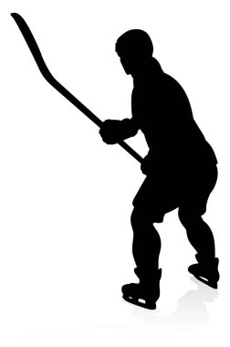 Detaylı bir siluet buz hokeyi oyuncusu spor illüstrasyonu