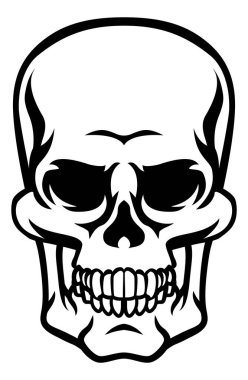 İnsan kafatası ölüm meleği karikatür iskelet kafa çizimi.