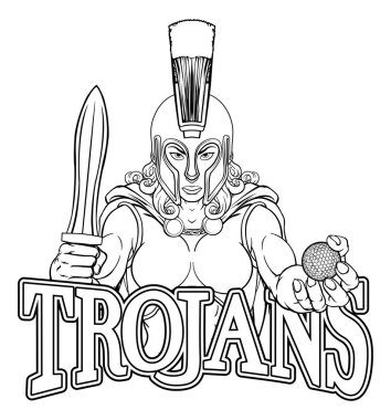 Bir Spartalı ya da Truvalı kadın gladyatör savaşçı kadın golf sporları maskotu