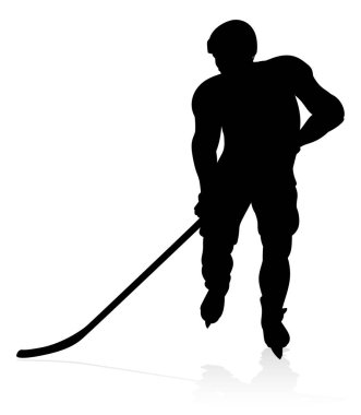 Detaylı bir siluet buz hokeyi oyuncusu spor illüstrasyonu