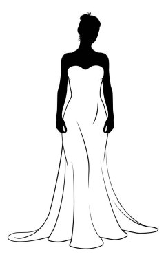 Gelinlik giymiş, siluet giymiş bir gelin.