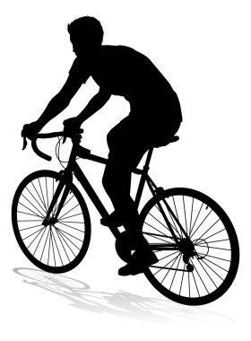 Siluette bisiklet süren bir bisikletçi.