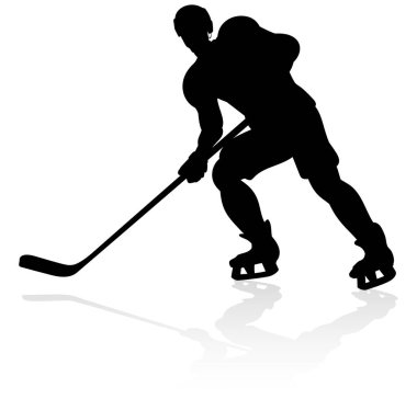 Detaylı bir siluet buz hokeyi oyuncusu spor illüstrasyonu