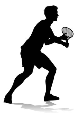 Silüet giymiş bir tenisçi erkek sporcu.