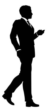A business man in a smart suit and tie silhouette outline person