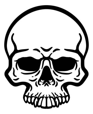 İnsan kafatası ölüm meleği karikatür iskelet kafa çizimi.