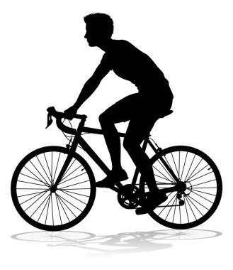 Siluette bisiklet süren bir bisikletçi.