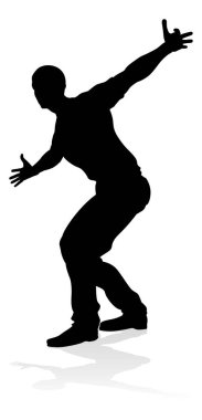 Siluet bir erkek sokak dans hip hop dansçısı