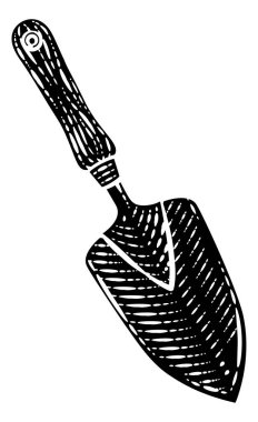 Bahçe maça bahçe aracı illüstrasyon antika ahşap kesim tarzı