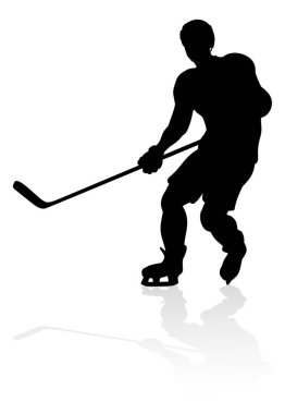 Detaylı bir siluet buz hokeyi oyuncusu spor illüstrasyonu
