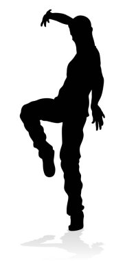 Siluet bir erkek sokak dans hip hop dansçısı