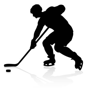 Detaylı bir siluet buz hokeyi oyuncusu spor illüstrasyonu