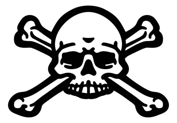 Череп и перекрещенные кости пират веселый Роджер мрачный жнец мультфильм