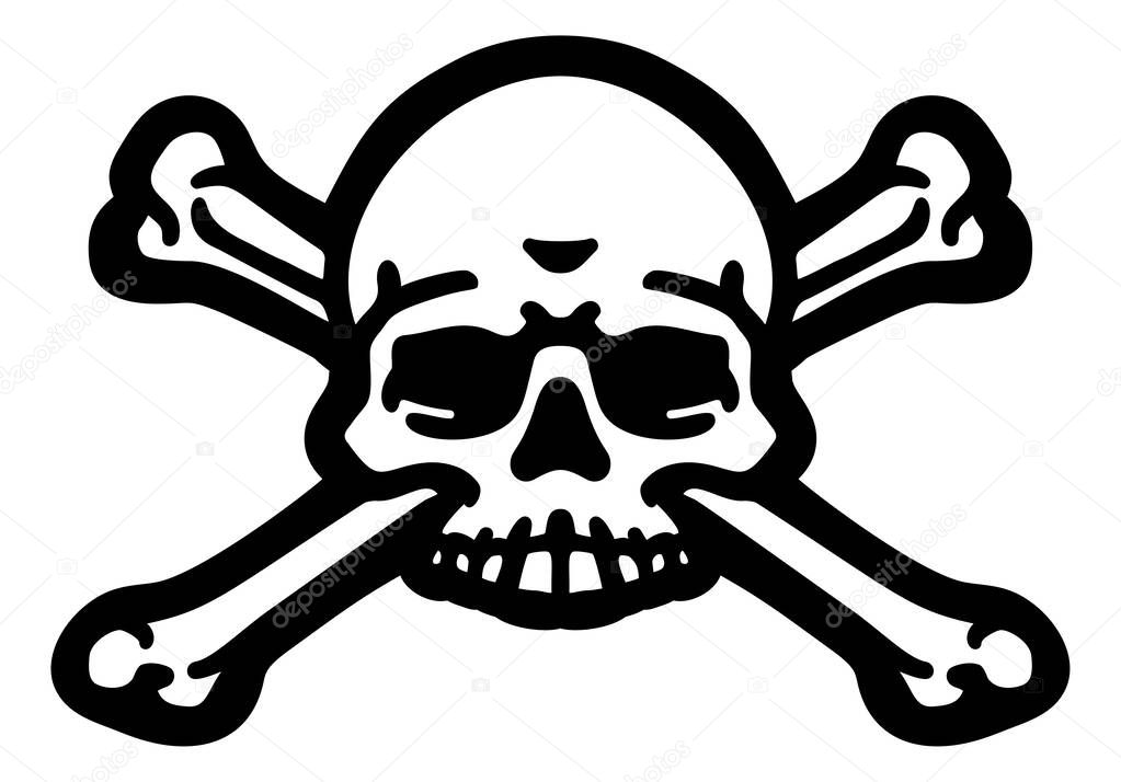 A skull and crossbones pirate jolly roger grim reaper cartoon