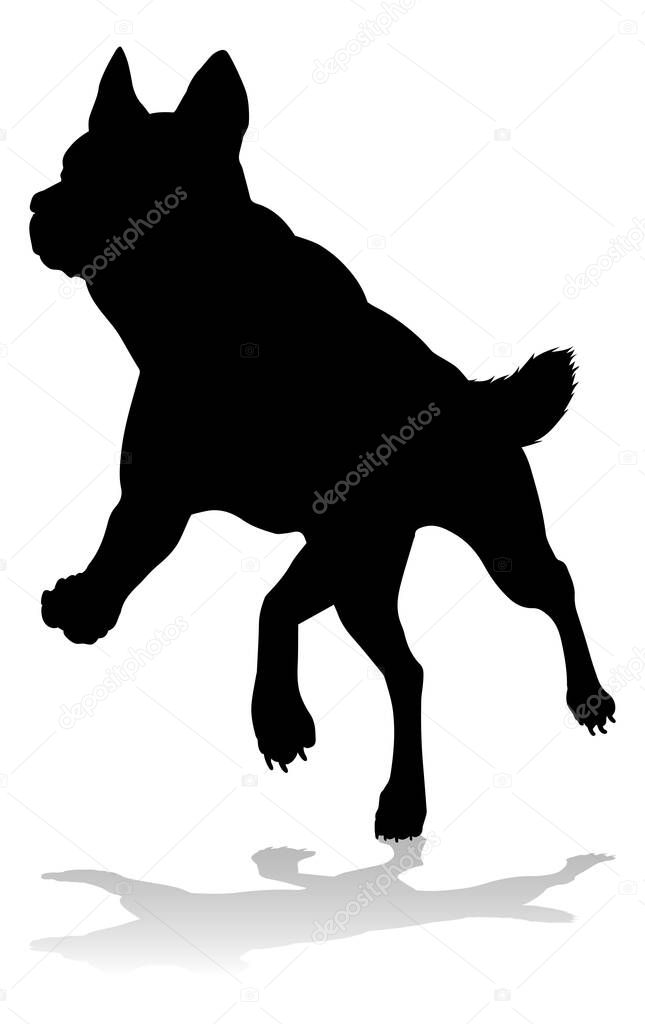 A detailed animal silhouette of a pet dog