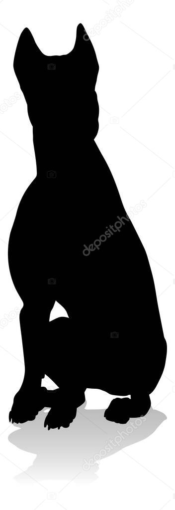 A detailed animal silhouette of a pet dog