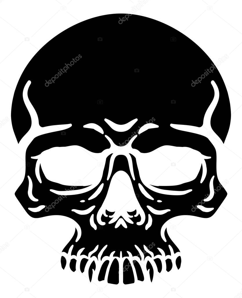 A human skull grim reaper cartoon skeleton head drawing