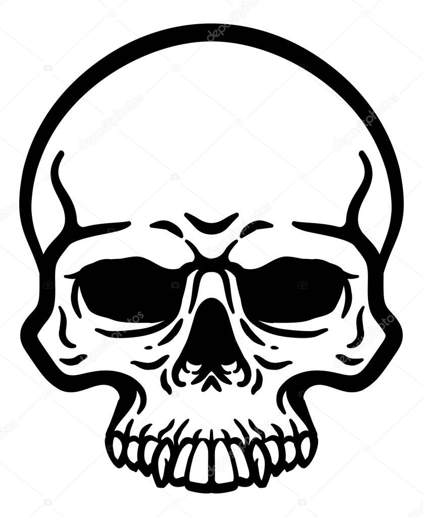 A human skull grim reaper cartoon skeleton head drawing
