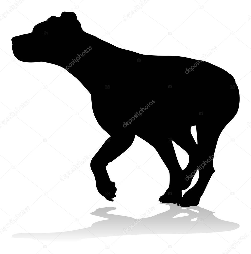 A detailed animal silhouette of a pet dog