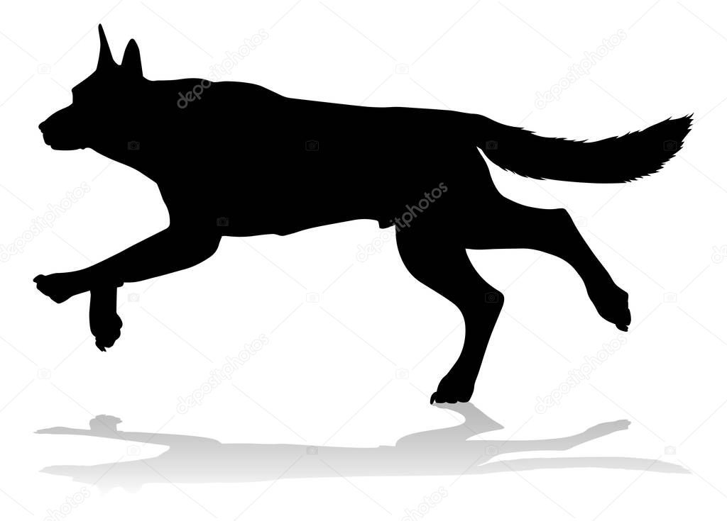 A detailed animal silhouette of a pet dog