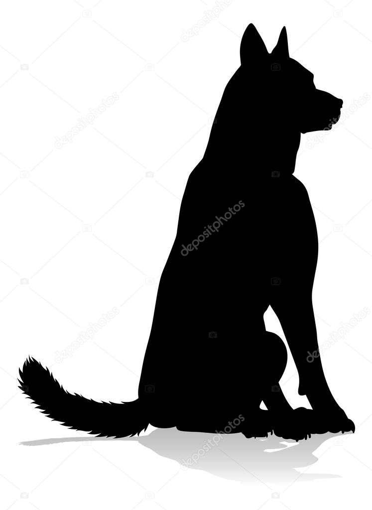 A detailed animal silhouette of a pet dog