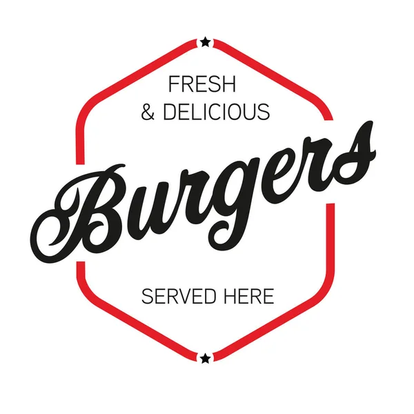 Food Logo Francobollo Burgers Vintage Segno Vettore — Vettoriale Stock