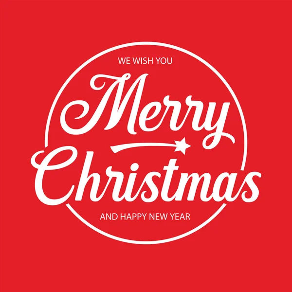 Merry Christmas Red Sign Lettering Vector — Stock Vector