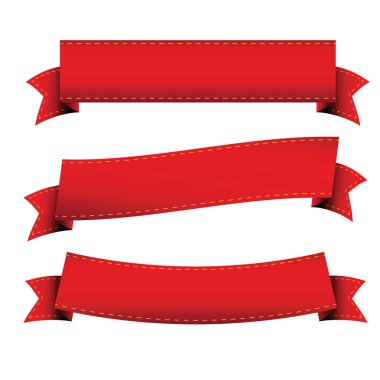 Red ribbon set isolated on white vector