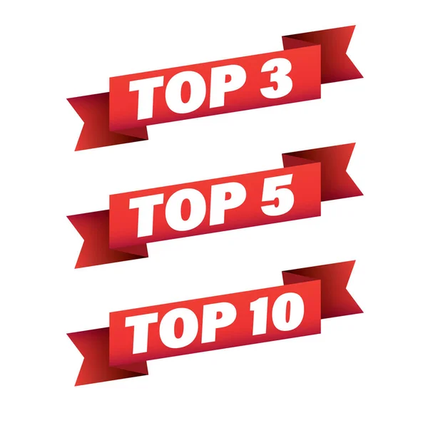 Top Ten Five Three Red Ribbon Vector — Vettoriale Stock