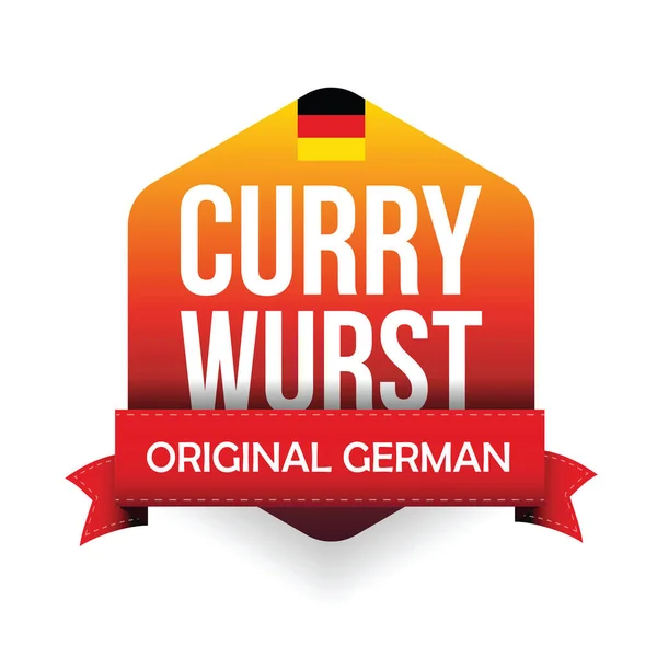 Original Tyska Curry Wurst Etikett Röd Klistermärke Isolerad — Stock vektor