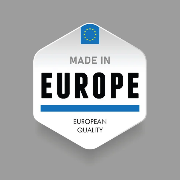 ヨーロッパ製のフラグサインラベルベクトル — ストックベクタ