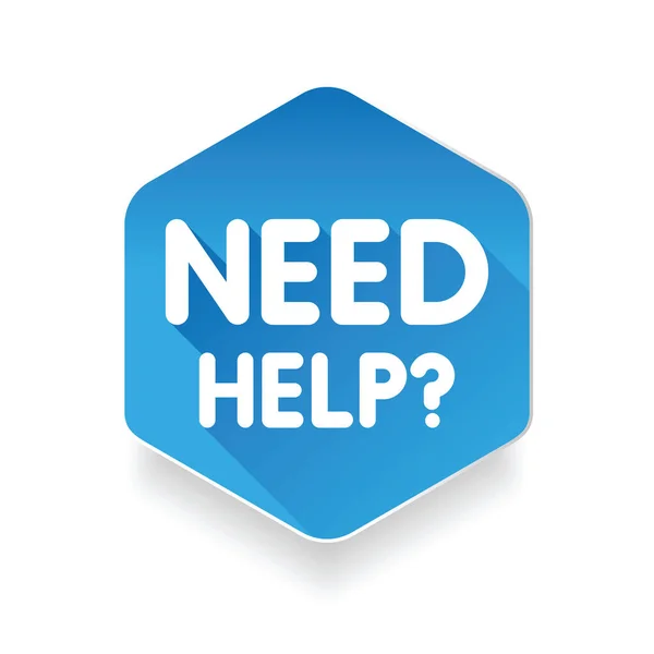 Precisa Ajuda Azul Emblema Sinal Botão Vetor — Vetor de Stock