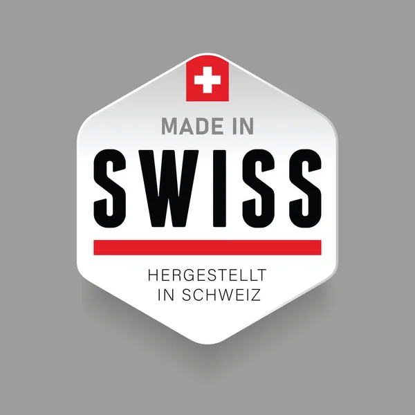 Made Swiss Bandiera Segno Etichetta Vettore — Vettoriale Stock