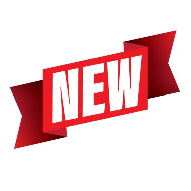 Yeni etiket kırmızı kurdele işaret vektörü
