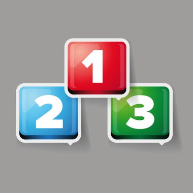 Bir iki üç - Üç adım için üç boyutlu vektör ilerleme çubuğu