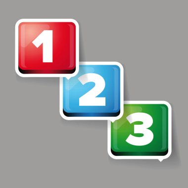 Bir iki üç - Üç adım için üç boyutlu vektör ilerleme çubuğu