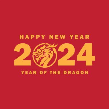 Happy New year 2024, Year of the dragon vector