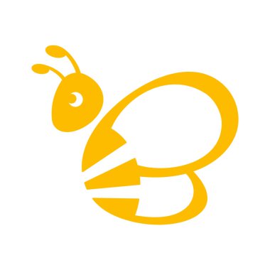 Arı logosu. Bumblebee silueti. Vektör beyazda izole edildi.