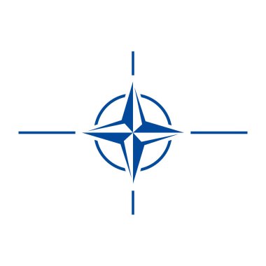 NATO sembolü. Kuzey Atlantik Antlaşması Örgütü bayrak işareti. Vektör beyazda izole edildi.