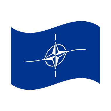 Kuzey Atlantik Antlaşma Örgütü bayrağı. NATO sembolü. Vektör beyazda izole edildi.