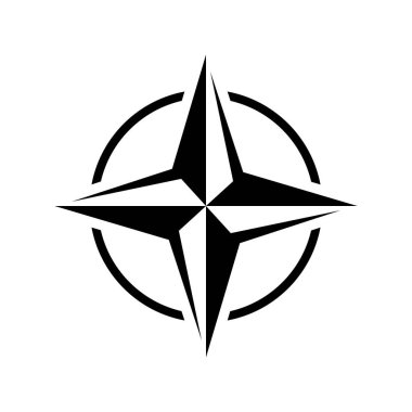 Pusula düz simgesi. Navigasyon vektör çizimi beyazda izole edildi.