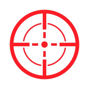 Hedef hedef kırmızı simge. Nişan al ve ateş et. İmleç sembolünü odakla. Boğa gözü işareti. Vektör beyazda izole edildi.