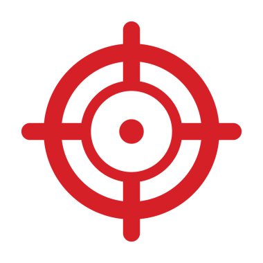 Hedef hedef kırmızı simge. Nişan al ve ateş et. İmleç sembolünü odakla. Boğa gözü işareti. Vektör beyazda izole edildi.