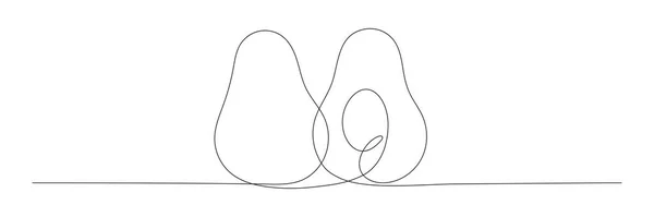 Avocado Continuous One Line Drawing Hand Drawn Linear Avocado Vector — Stock Vector