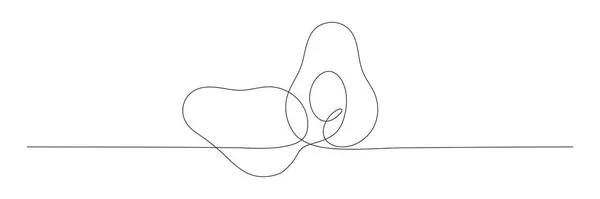 アボカド連続1線画 手描きリニアアボカド 白地に独立したベクトル図 — ストックベクタ
