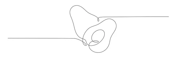 Avocado Durchgehende Linienzeichnung Handgezeichnete Lineare Avocado Vektor Illustration Isoliert Auf — Stockvektor