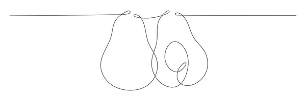 Avocado Durchgehende Linienzeichnung Handgezeichnete Lineare Avocado Vektor Illustration Isoliert Auf — Stockvektor