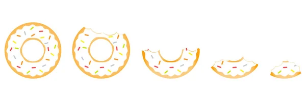 全口咬牙甜甜圈设置 甜巧克力釉面甜甜圈系列 在白色背景上孤立的病媒 — 图库矢量图片