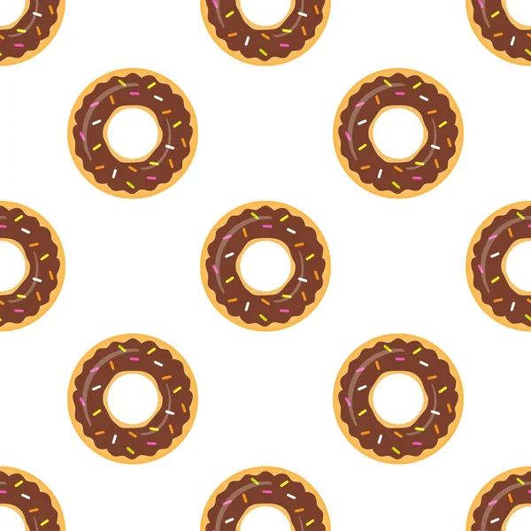 Modèle Sans Couture Beignet Donut Glacé Sucré Aux Confettis Colorés — Image vectorielle