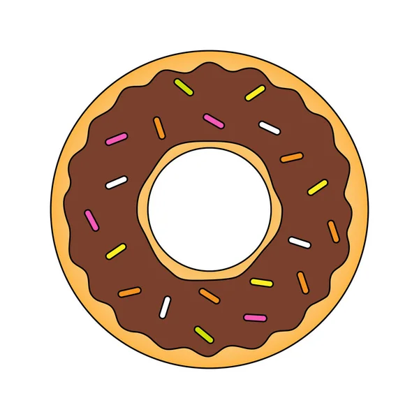 Donut Doce Chocolate Com Confete Colorido Donut Com Vidros Fritos —  Vetores de Stock